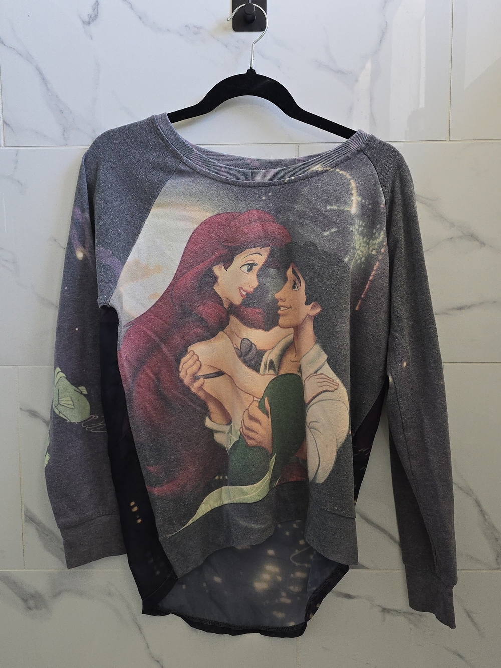 Disney The Little Mermaid Ariel & Eric Graphic Sweatshirt - Gray